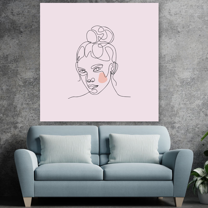 Πίνακας σε καμβά Line Art Woman in Pink